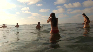 1. Nude girls enjoying the warm surf part 2 (0:28 or https://youtu.be/UwakDEXug5U?t=28)