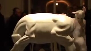 4. nude with paint: Girogirotondo di Franco Losvizzero _Mostra CABAL a Roma _con performer coniglio bianco
