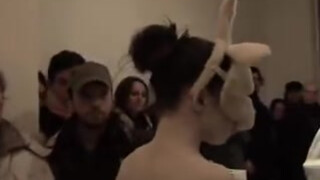 3. nude with paint: Girogirotondo di Franco Losvizzero _Mostra CABAL a Roma _con performer coniglio bianco