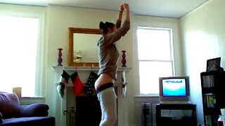 10. young woman dances elegantly with her bare ass hanging out