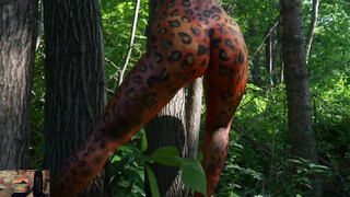 5. Nude Body Paint Art – Leopard Photo Shoot Backstage BodyArt