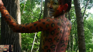 3. Nude Body Paint Art – Leopard Photo Shoot Backstage BodyArt